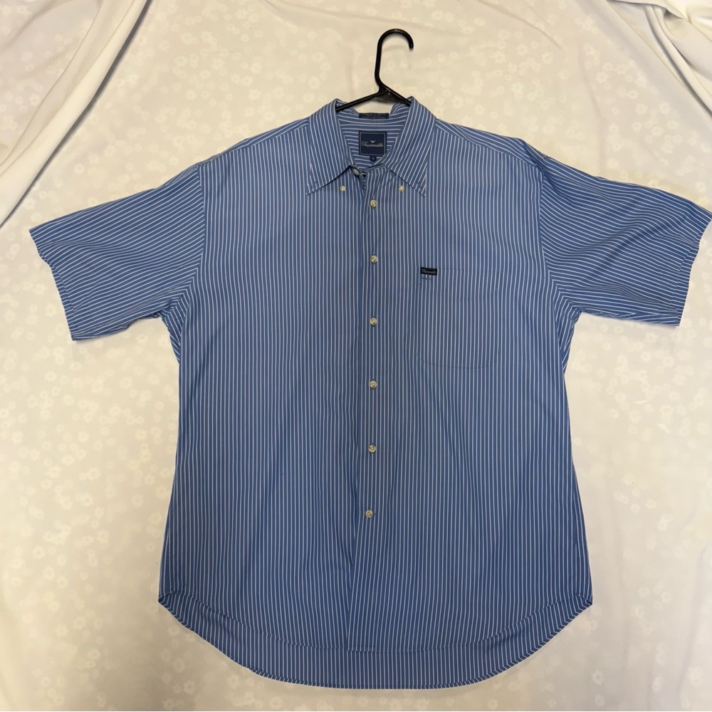 Faconnable Blue Casual Button Down Shirt Lightweight
